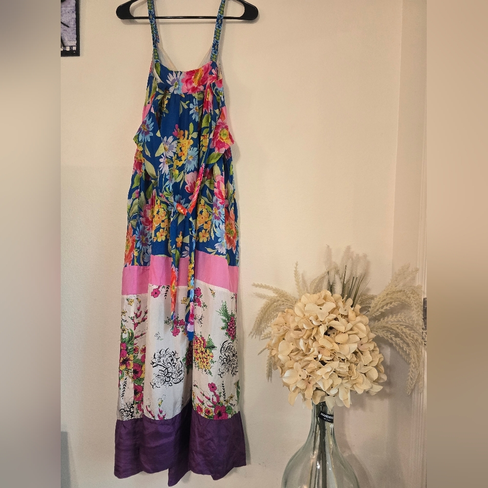 Johnny Was Embroidered Floral Maxi Dress Size M  Boho Patchwork Style - Picture 13 of 13
